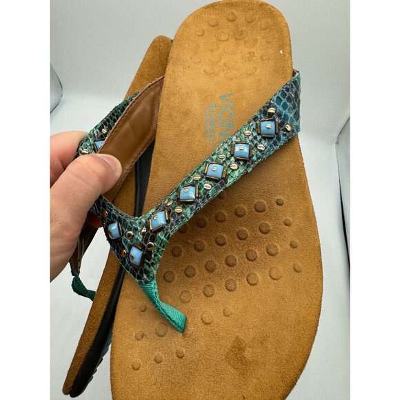 Vionic Floriana Embellished Sandals Womens 9 Snake Turquoise Jewel Flip Flop - Picture 3 of 9